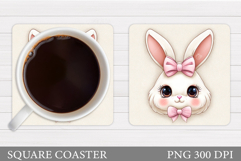 Cute Bunny Coaster Design. Cute Bunny Sublimation Product Image 1