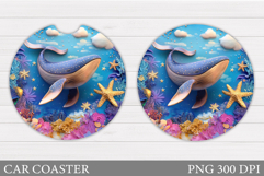 Whale Car Coaster Design. Sea Car Coaster Sublimation Product Image 1