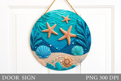 Sea Door Sign Sublimation. Starfish Door Sign Design Product Image 1
