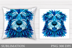 Denim Patchwork Dog Pillow. Patchwork Dog Sublimation Product Image 1