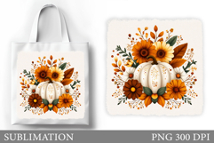 Fall Pumpkin Tote Bag. Fall Leaves Tote Bag Sublimation Product Image 1