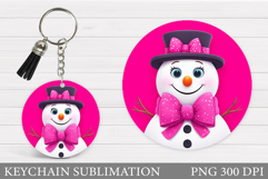 Cute Snowman Keychain Sublimation. Christmas Keychain Design Product Image 1