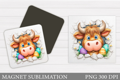 Easter Cow Magnet Design. Easter Magnet Sublimation Product Image 1