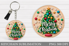 Merry Christmas Keychain. Christmas Keychain Design Product Image 1