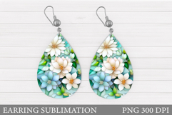 Flowers Earring Design. Floral Earring Sublimation Product Image 1