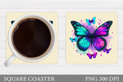 Butterflies Coaster Design. Butterflies Sublimation Product Image 1