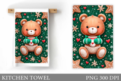 Christmas Bear Kitchen Towel. Christmas Kitchen Towel Design Product Image 1