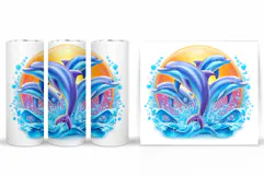 Dolphins Tumbler Design. Dolphin Tumbler Sublimation Product Image 2