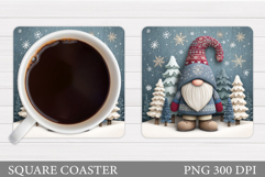 Christmas Gnome Coaster. Christmas Square Coaster Design Product Image 1