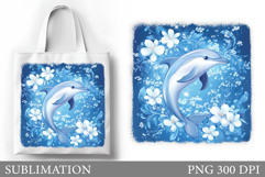 Dolphin Tote Bag Sublimation. Cute Dolphin Sublimation Product Image 1