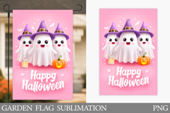 Cute Halloween Garden Flag. Cute Ghost Pumpkin Garden Flag Product Image 1