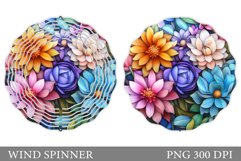 Flowers Wind Spinner Design. Floral Wind Spinner Sublimation Product Image 1