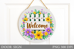 Floral Door Sign Sublimation. Flowers Door Sign Design Product Image 1