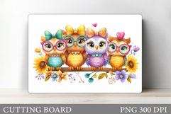 Cute Owls Cutting Board Design. Cute Owls Sublimation Product Image 1
