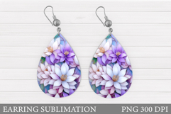 Floral Earring Sublimation. Flowers Earring Design Product Image 1