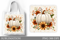 Pumpkin Sublimation. Fall Pumpkin Tote Bag Design Product Image 1