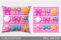 Seashell Pillow Design. Starfish Pillow Sublimation Product Image 1