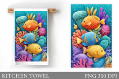 Fish Kitchen Towel Sublimation. Fish Sublimation Product Image 1