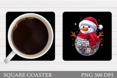 Christmas Disco Snowman Coaster. Christmas Coaster Design Product Image 1
