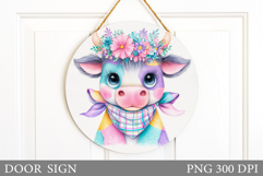 Patchwork Cow Door Sign. Cute Cow Door Sign Design Product Image 1