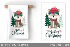 Cute Wolf Kitchen Towel. Christmas Kitchen Towel Design Product Image 1