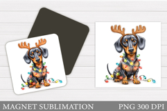 Christmas Dachshund Magnet. Christmas Magnet Sublimation Product Image 1