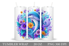 Dolphin Tumbler Design. Cute Dolphin Tumbler Sublimation Product Image 1