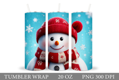Cute Snowman Tumbler. Christmas Snowman Tumbler Sublimation Product Image 1