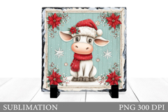 Christmas Cow Sublimation. Christmas Cow Slate Design Product Image 1
