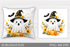 Cute Ghost Pillow Design. Cute Ghost Sublimation Product Image 1