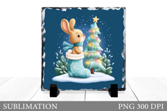 Christmas Bunny Sublimation. Christmas Bunny Slate Design Product Image 1