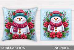 Christmas Snowman Pillow. Christmas Pillow Design Product Image 1