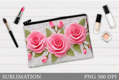 Roses Makeup Bag Sublimation. Floral Makeup Bag Design Product Image 1