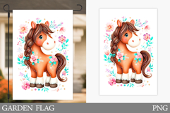 Cute Horse Garden Flag. Summer Garden Flag Sublimation Product Image 1