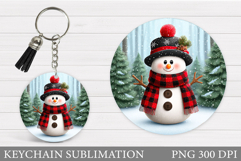 Cute Snowman Keychain Design. Christmas Keychain Sublimation Product Image 1