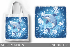 Cute Dolphin Tote Bag Design. Dolphin Sublimation Product Image 1