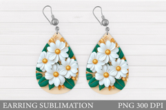 Floral Earring Sublimation. Flowers Earring Design Product Image 1
