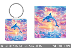 Dolphin Keychain Sublimation. Cute Dolphin Keychain Design Product Image 1