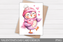 Valentines Owl Card Printable. Valentines Card Design Product Image 1