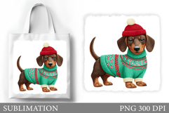 Dachshund Tote Bag Design. Christmas Tote Bag Sublimation Product Image 1