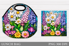 Wildflowers Lunch Bag Sublimation. Flowers Lunch Bag Design Product Image 1