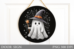 Cute Ghost Door Sign Sublimation. Halloween Door Sign Design Product Image 1