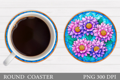 Flowers Coaster Design. Floral Coaster Sublimation Product Image 1