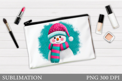Snowman Cosmetics Bag. Christmas Makeup Bag Sublimation Product Image 1