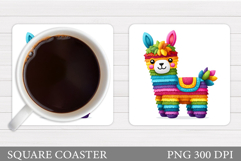Cute Lama Coaster Design. Lama Sublimation Product Image 1