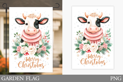 Christmas Cow Garden Flag. Christmas Garden Flag Sublimation Product Image 1