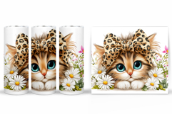 Cute Cat Tumbler Design. Cat Flowers Tumbler Sublimation Product Image 2