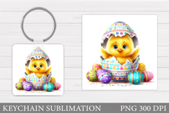 Easter Chick Keychain Sublimation. Easter Keychain Design Product Image 1