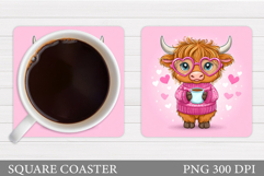 Valentines Cow Coaster Design. Valentines Square Coaster Product Image 1