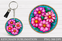 Flowers Keychain Design. Floral Keychain Sublimation Product Image 1